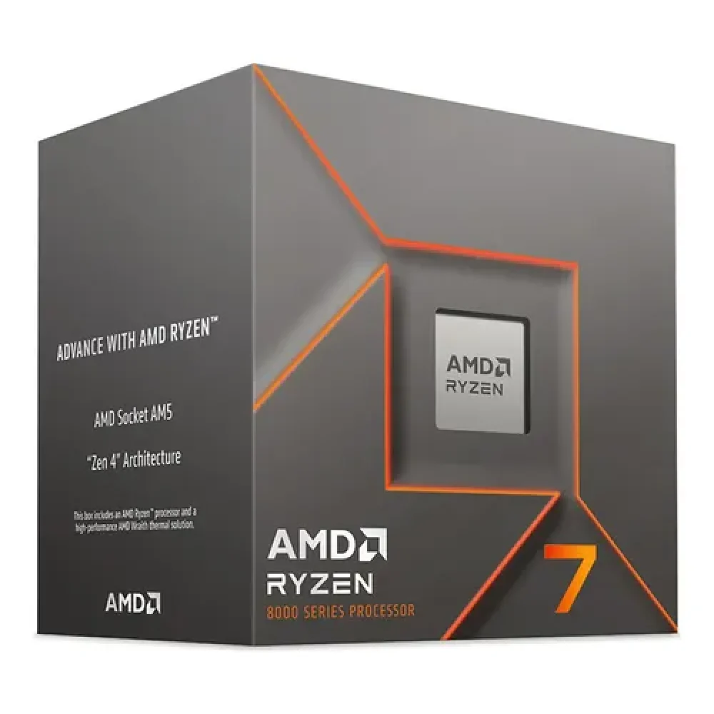 PROCESADOR AMD RYZEN 7 8700F S-AM5 8A GEN / 4.1 - 5 GHZ / CACHE 16MB / 8 NUCLEOS / SIN GRAFICOS / CON DISIPADOR / GAMER ALTO