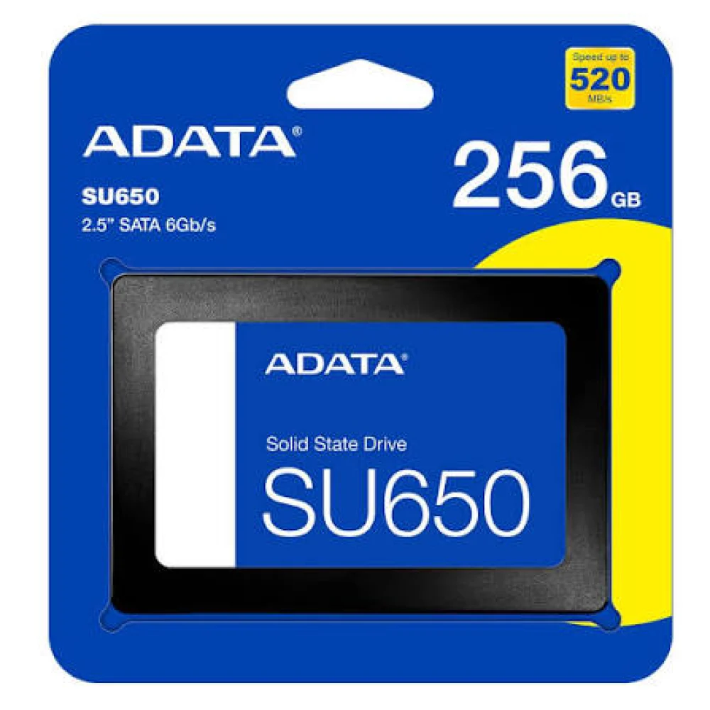 UNIDAD DE ESTADO SOLIDO SSD INTERNO ADATA SU650 256GB 2.5 SATA3 LECT. 520 ESCRIT. 450 MBS 7MM PC LAPTOP MINIPC SIN BRACKET 3DNAND ASU650SS-256GT-R