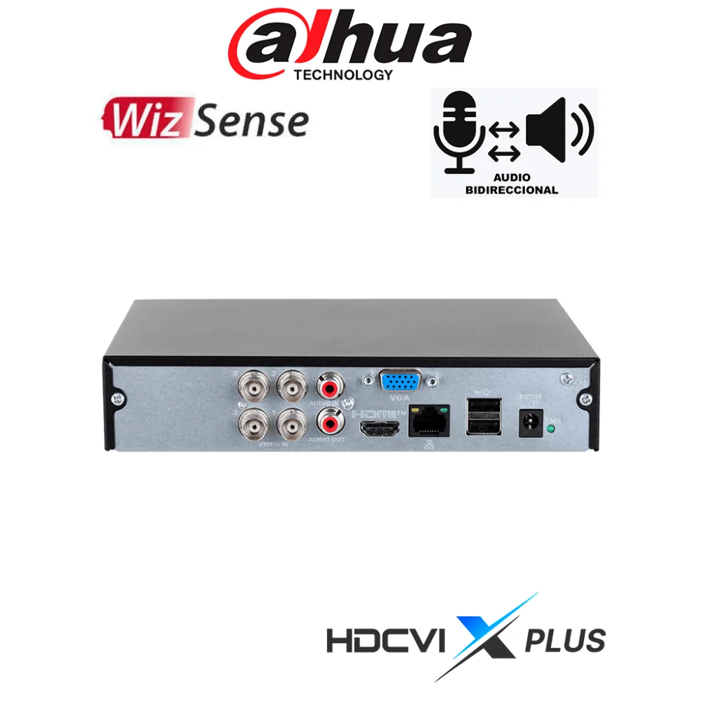 DVR HDCVI DAHUA DH-XVR1B04H-I/T - DVR DE 4 CANALES 5MP LITE WIZSENSE Y H.265+/ HDCVI X PLUS/ SOPORTA 4 CANALES+2 IP O HASTA 6 CANALES IP/AUDIO BIDIRECCIONAL EN LOS 4 CANALES/ SMD PLUS
