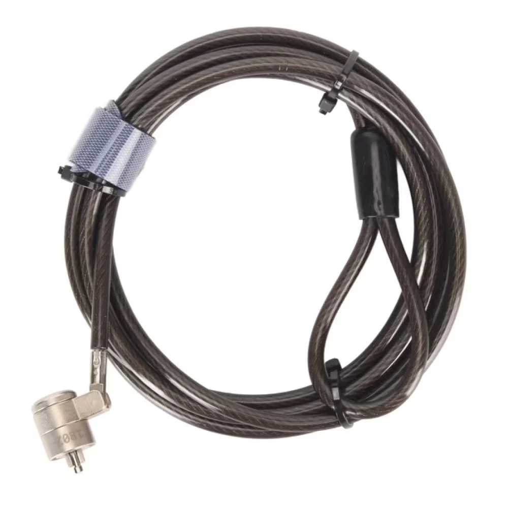 CANDADO DE LAPTOP EC LINE EC-CP002, NEGRO, CABLE 1.8 MTS, CERRADURA CON LLAVE, ACERO GALVANIZADO TRENZADO REVESTIDO CON VINIL TRANSPARENTE, ROTACION 360 DOBLE EJE