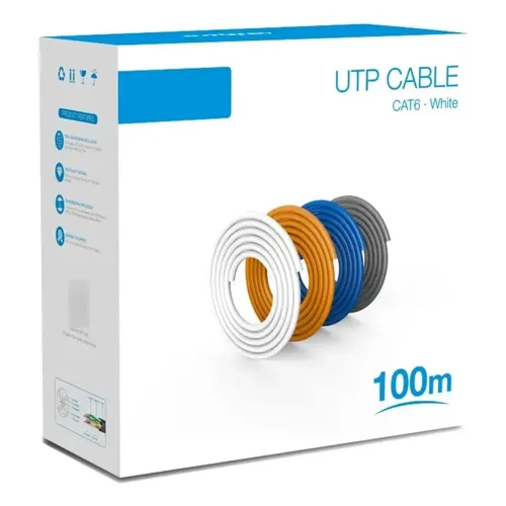 BOBINA DE CABLE DE RED EC LINE EC-NC1000-55305, AZUL, 305 MTS, CAT 6 UTP, USO INTERIOR, CUBIERTA DE PVC, 100% COBRE