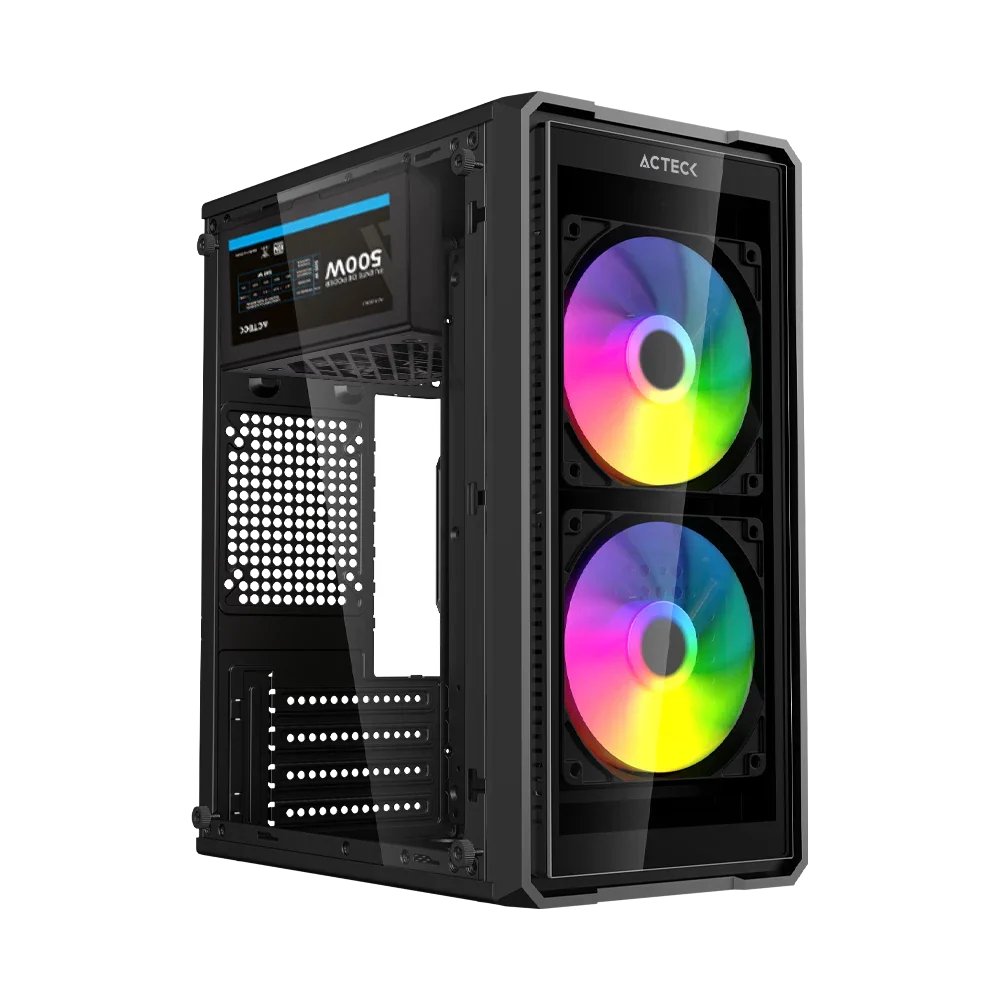 GABINETE ACTECK DOOM ULTRA MESH GI750M / MINI TORRE / MICRO ATX, MINI ITX / FUENTE DE PODER ATX 500W INCLUIDA / PANEL DE CRISTAL TEMPLADO / NEGRO /AC-943772