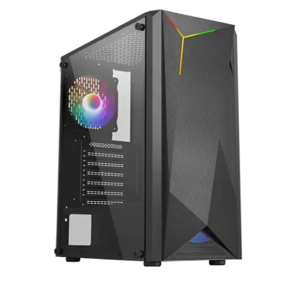 GABINETE MEDIA TORRE QUARONI FRONTAL RGB, ATX, MICRO ATX, MINI ITX/2USB 2.0 1USB 3.0/USB 3.0/FUENTE 500 W/NEGRO