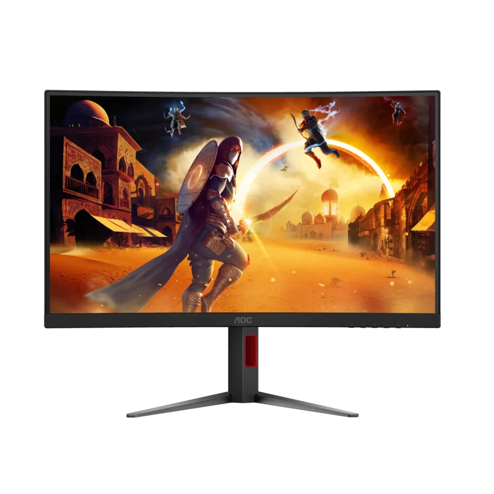 MONITOR GAMER CURVO AOC C27G4H2 /  PANEL VA / 200 HZ / TIEMPO DE RESPUESTA 1 MS / AMD FREE SYNC / COLOR NEGRO Y ROJO / HDMI / VGA / DP / ASPECTO 16:9 / RESOLUCION 1920 X 1080 / BRILLO 300 CD