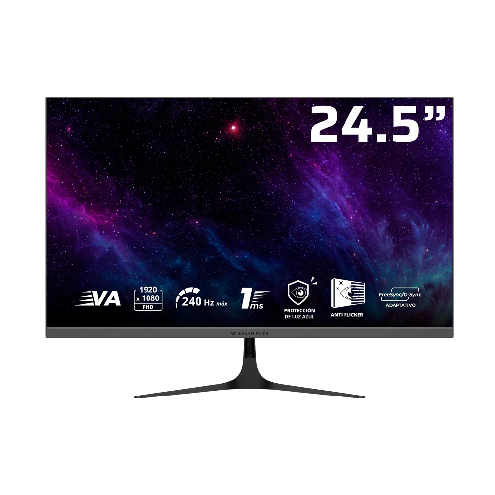 MONITOR GAMER BALAM RUSH COSMOS EDGE MCE245P / 24.5 PULG / PLANO / LED / 240 HZ  / VESA 75 X 75 MM / 1 MS / BOCINAS DE 3W / AJUSTE DE INCLINACION / NEGRO / BR-944113
