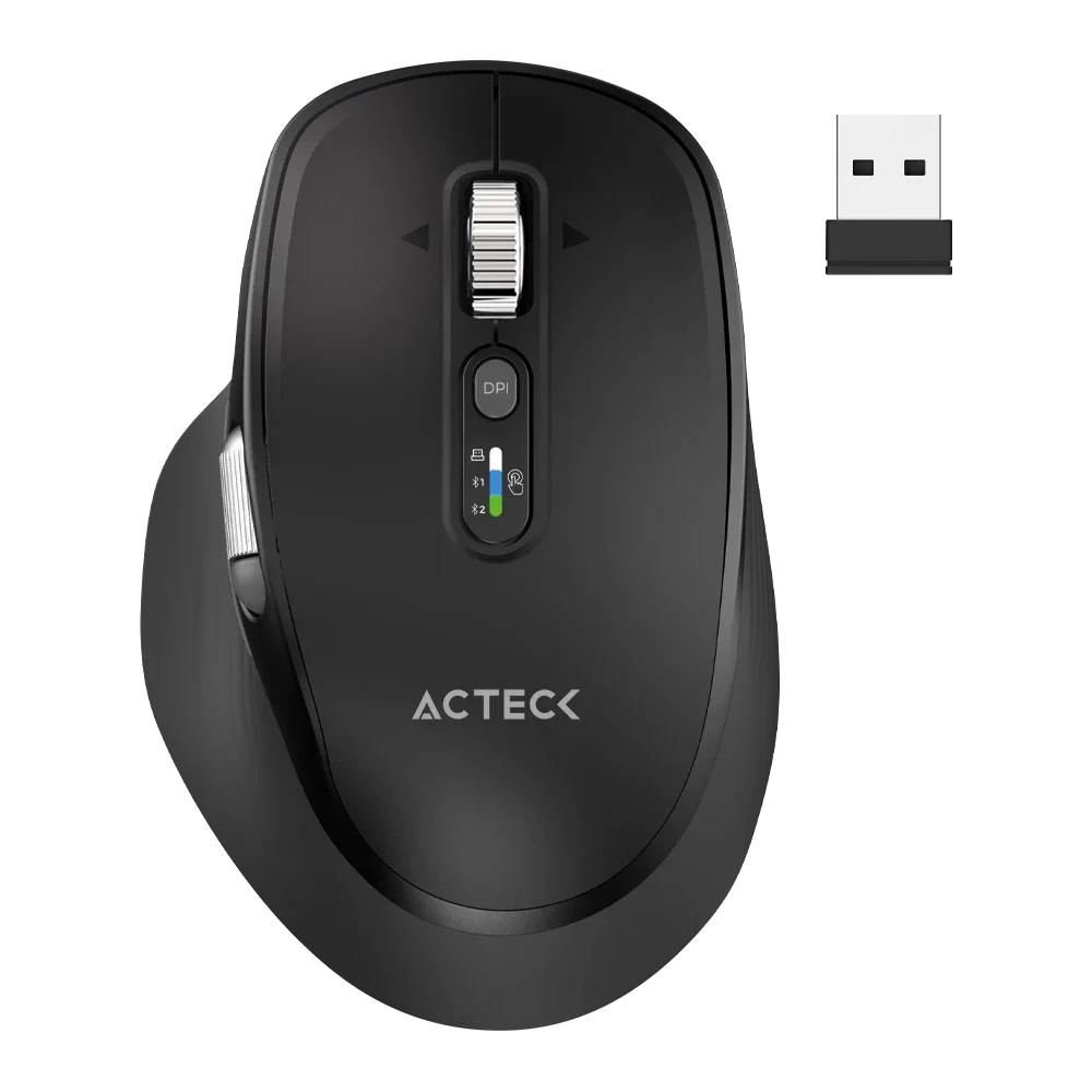 MOUSE ACTECK VIRTUOS PRO ULTRA MI777 / INALAMBRICO DUAL / ERGONOMICO / RECARGABLE / WIN, MAC, ANDROID / OPTICO / 11 BOTONES +SCROLL METALICO / 4800 DPI AJUSTABLE / NEGRO / AC-943444