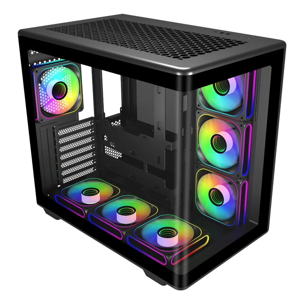GABINETE COOLER MASTER ELITE 600, ARGB FAN 7 / NEGRO / TORRE INTERMEDIA / MINI-ITX / MINI-DTX / MICRO-ATX / ATX / PANEL PANORAMICO VIDRIO TEMPLADO