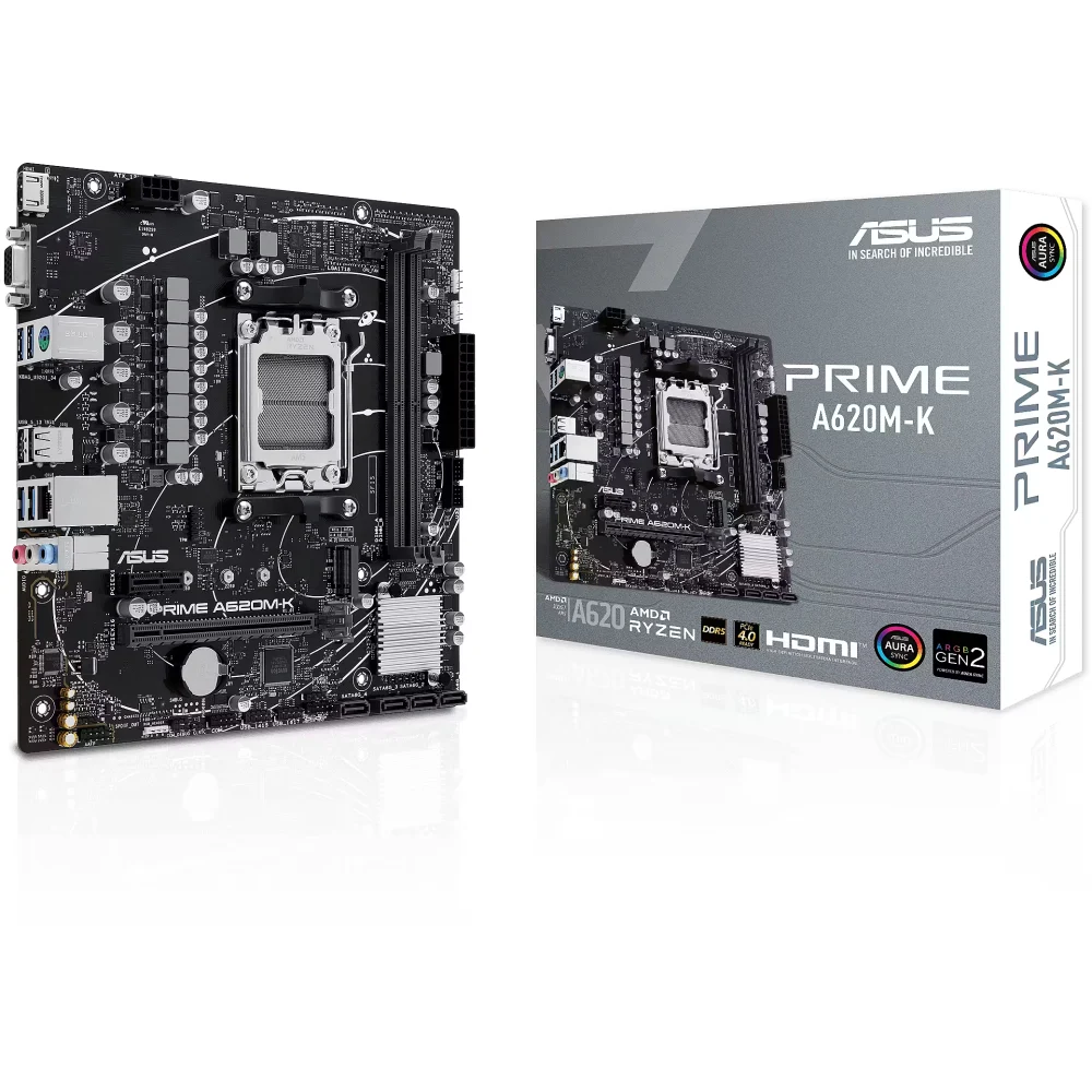 MB ASUS A620 AMD S-AM5 9A GEN /2X DDR5 5200 /HDMI /VGA /M.2 /4X USB 3.2 /MICRO ATX /GAMA BASICA