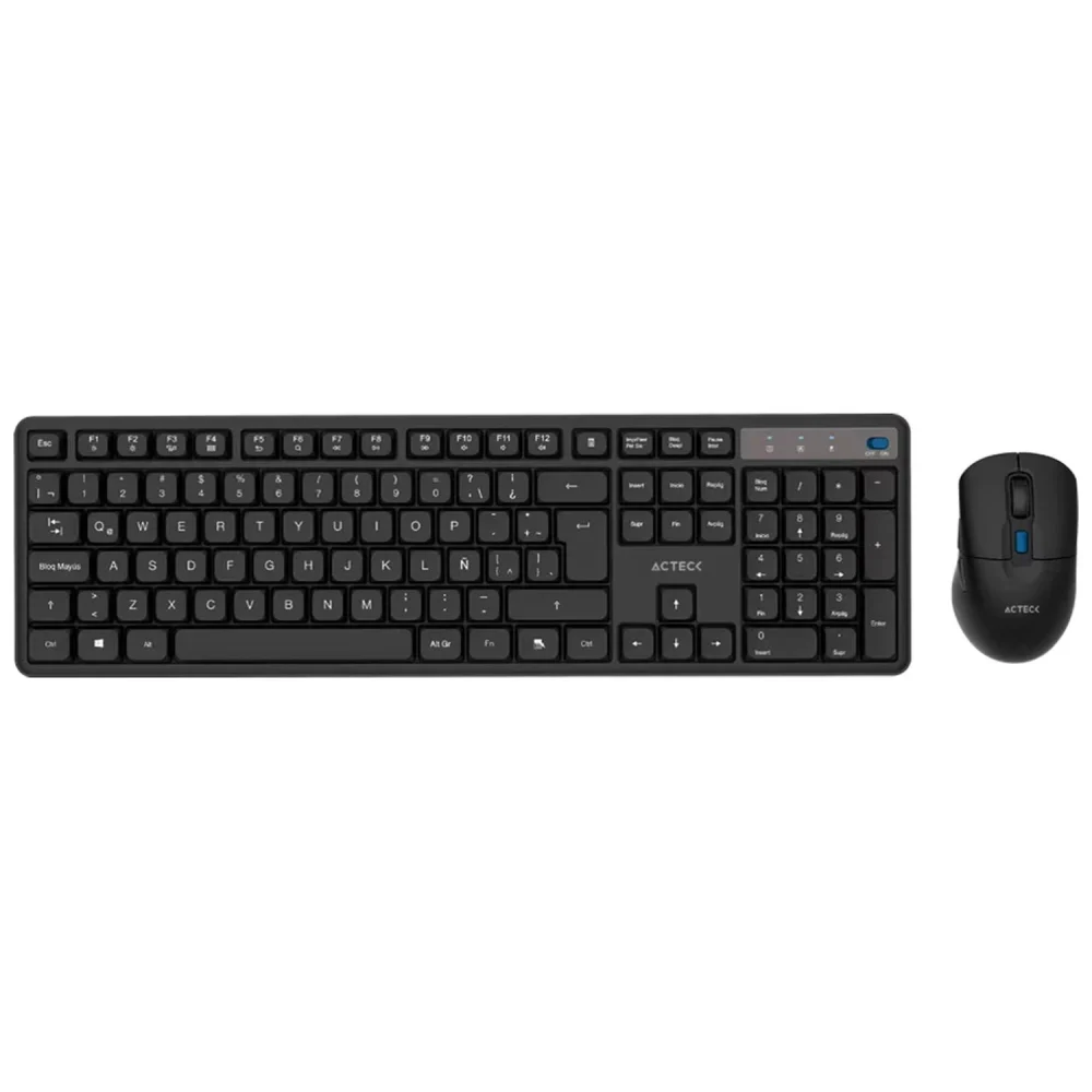 KIT ACTECK CREATOR SILENT PRO MK474 / TECLADO Y MOUSE / INALAMBRICO DONGLE USB / WIN, MAC, ANDROID / MEMBRANA /106 TECLAS / ERGONOMICO / 5000 DPI AJUSTABLE / 6 BOTONES / OPTICO / NEGRO /AC-9