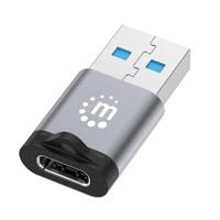 ADAPTADOR,MANHATTAN,356305, USB-C V3.2 GEN1, AM-CH, 5GBPS 3A, ALUMINIO GRIS ESPACIAL / NEGRO