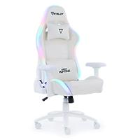 SILLA OCELOT GAMING ORGB-WHITE THUNDRA / VINIPIEL / RGB / BASE METALICA AJUSTABLE / DESCANSABRAZOS 4D / PISTON CLASE 4 / RECLINABLE 90-155 GRADOS / HASTA 150KG / COJINES LUMBAR Y CERVICAL / 