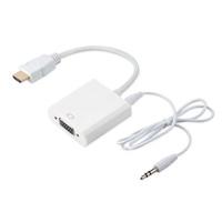 CONVERTIDOR BROBOTIX HDMI MACHO A VGA HEMBRA CON AUDIO, BLANCO