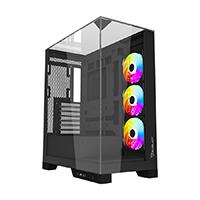 GABINETE OCELOT GAMING GLASS HUNTER 3 / MID TOWER /ATX, M-ATX, ITX LISTO PARA MB BTF / PANEL LATERAL, FRONTAL Y SUPERIOR DE CRISTAL TEMPLADO/ INCLUYE 3 VENTILADORES / ENFRIAMIENTO LIQUIDO HA