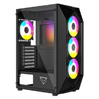 GABINETE OCELOT GAMING POLYGON-E5 / MID TOWER / ATX, M-ATX, ITX / PANEL LATERAL DE CRISTAL TEMPLADO Y FRONTAL EN MESH / INCLUYE 4 VENTILADORES / ENFRIAMIENTO LIQUIDO HASTA 240MM / GPU HASTA 
